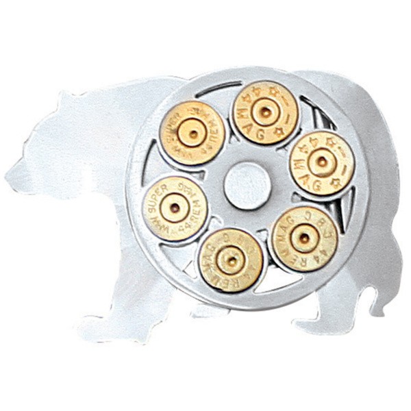 .44 Mag Cylinder on Bear Silhouette Belt Buckle|10-44-Bear