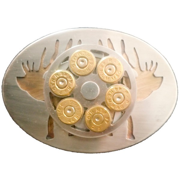 Double Elk  Laser Cutout with Cylinder Belt Buckle|10-44-DEA