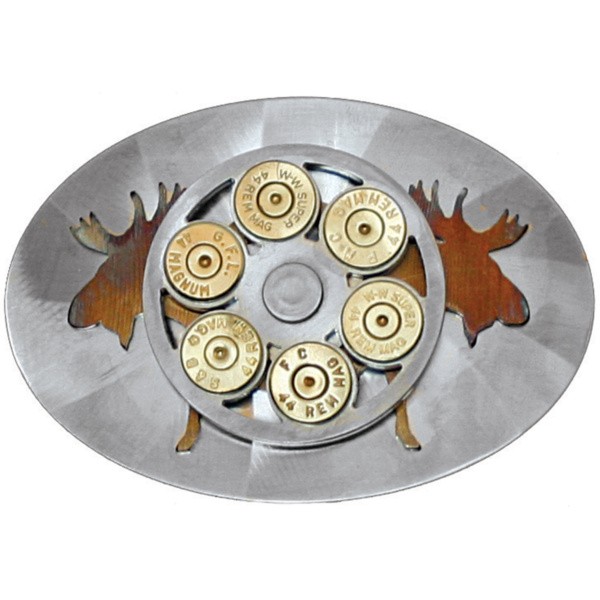 Double Moose Double Moose Laser Overlay with Cylinder Belt Buckle|10-44-DMB