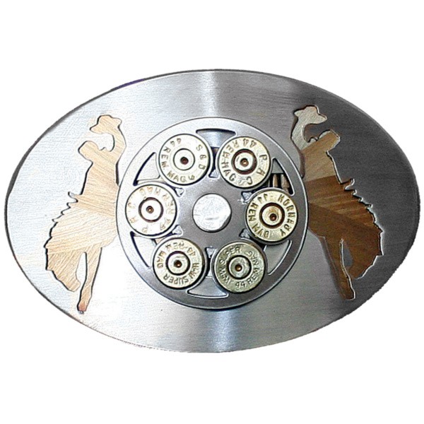 WY Double Bucking Horse Laser Cutout with Cylinder Belt Buckle|100-44-DHA