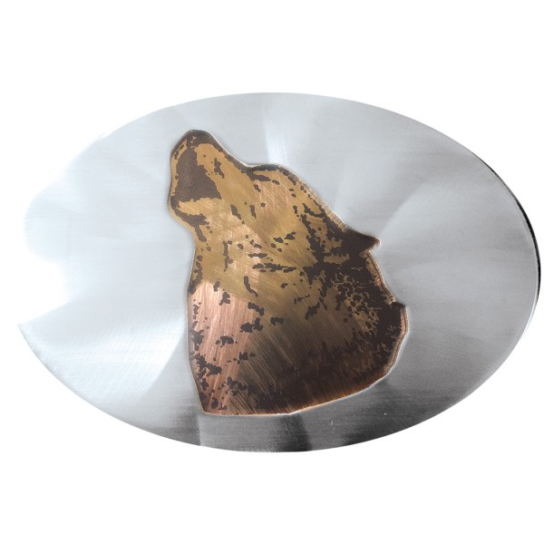 Howling Wolf Head Cutout Engraved Large Oval Belt Buckle|142