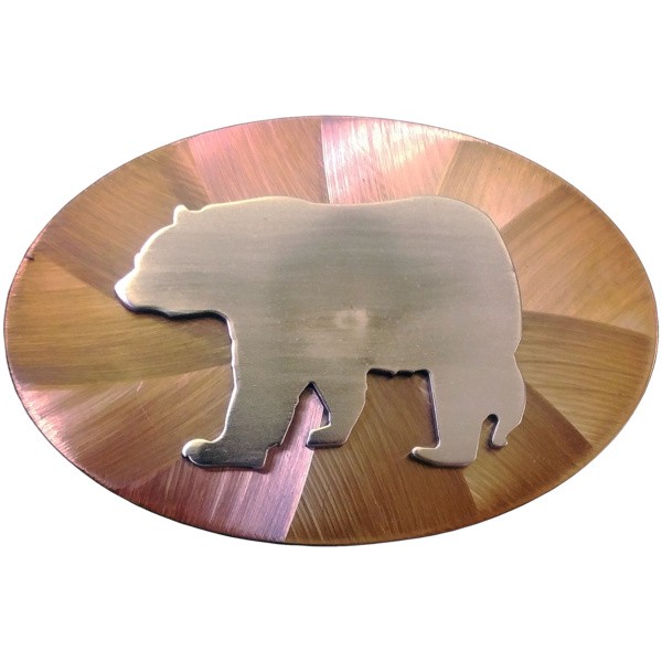 Black Bear Overlay Medium Oval Belt Buckle|241-B