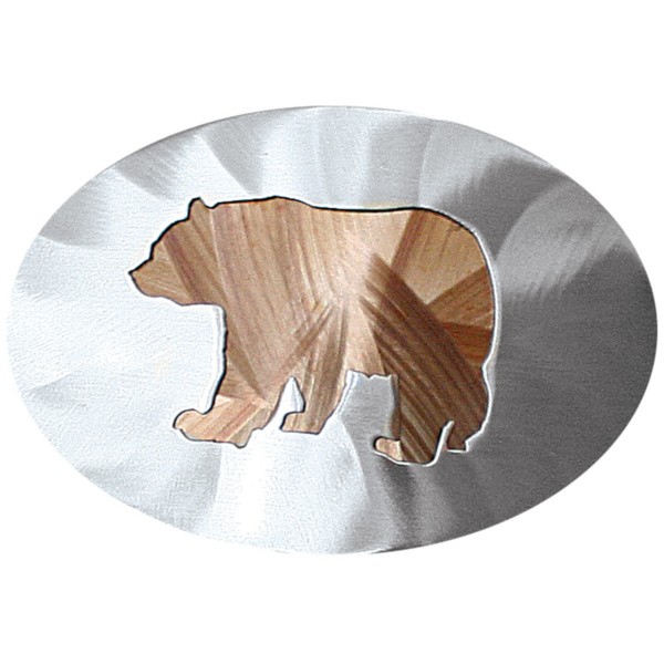Black Bear Laser Cutout Large Oval Belt Buckle|242