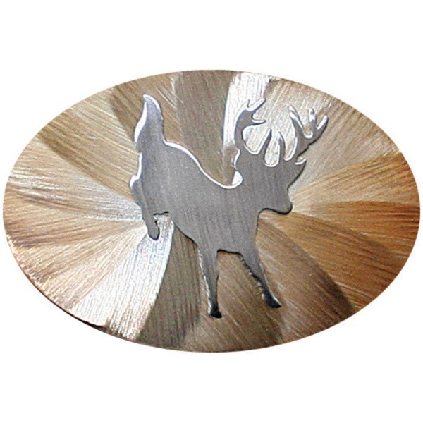 White Tail Deer Overlay Medium Oval Belt Buckle|LO 250-B|MOA 251-B