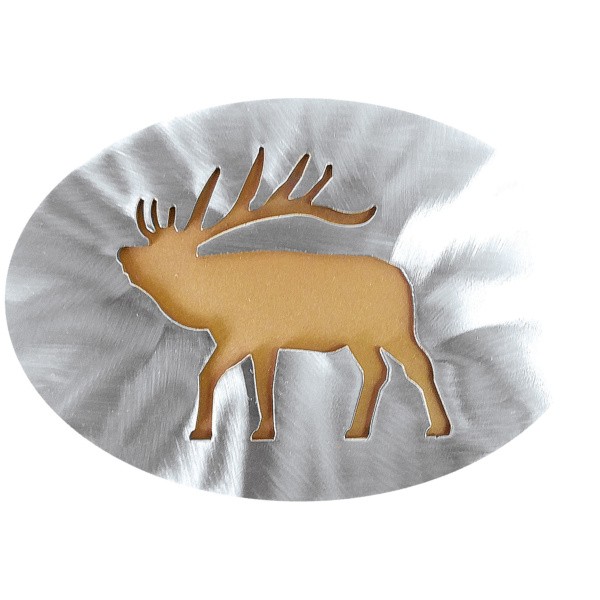 Elk with Large Cylinder Laser Cutout Belt Buckle|300-LO|301-MOA