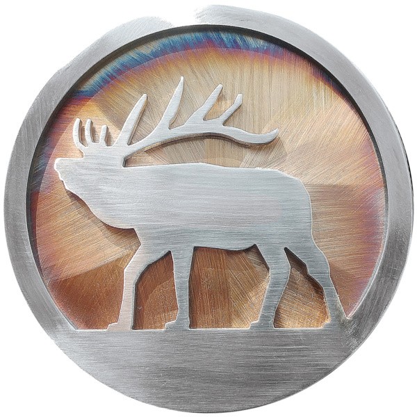 Elk Cutout Medium Oval, 2.5" Round Belt Buckle|302