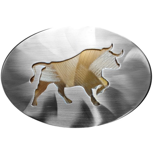 Charging Bull Cutout, Large Oval Belt Buckle|505