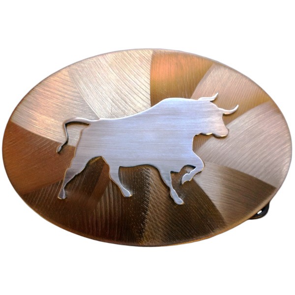 Charging Bull Overlay Large Oval Belt Buckle/505-B