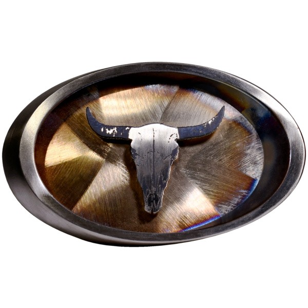 Bison Skull Engraved, 2" Pipe Ring Belt Buckle|523