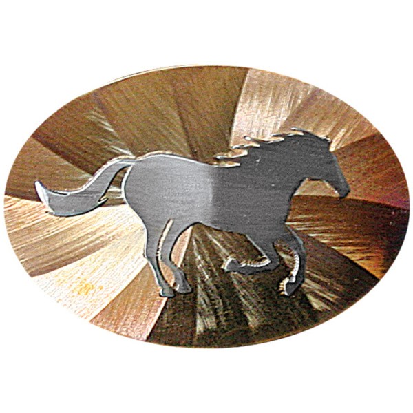 Running Horse Overlay 606B Medium Oval Belt Buckle|606-19B Medium Rectangle
