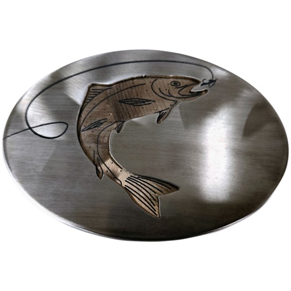 Jumping Trout-Cutout, Engraved, 2 Ply Belt Buckle|700 LO|701 MOA