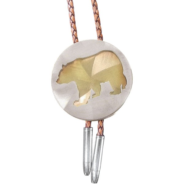 Black Bear Cutout 2" Round Bolo Tie/BT-242