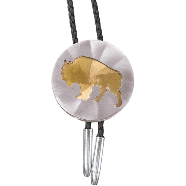 Bison Cutout 2" Round Bolo Tie/BT-270