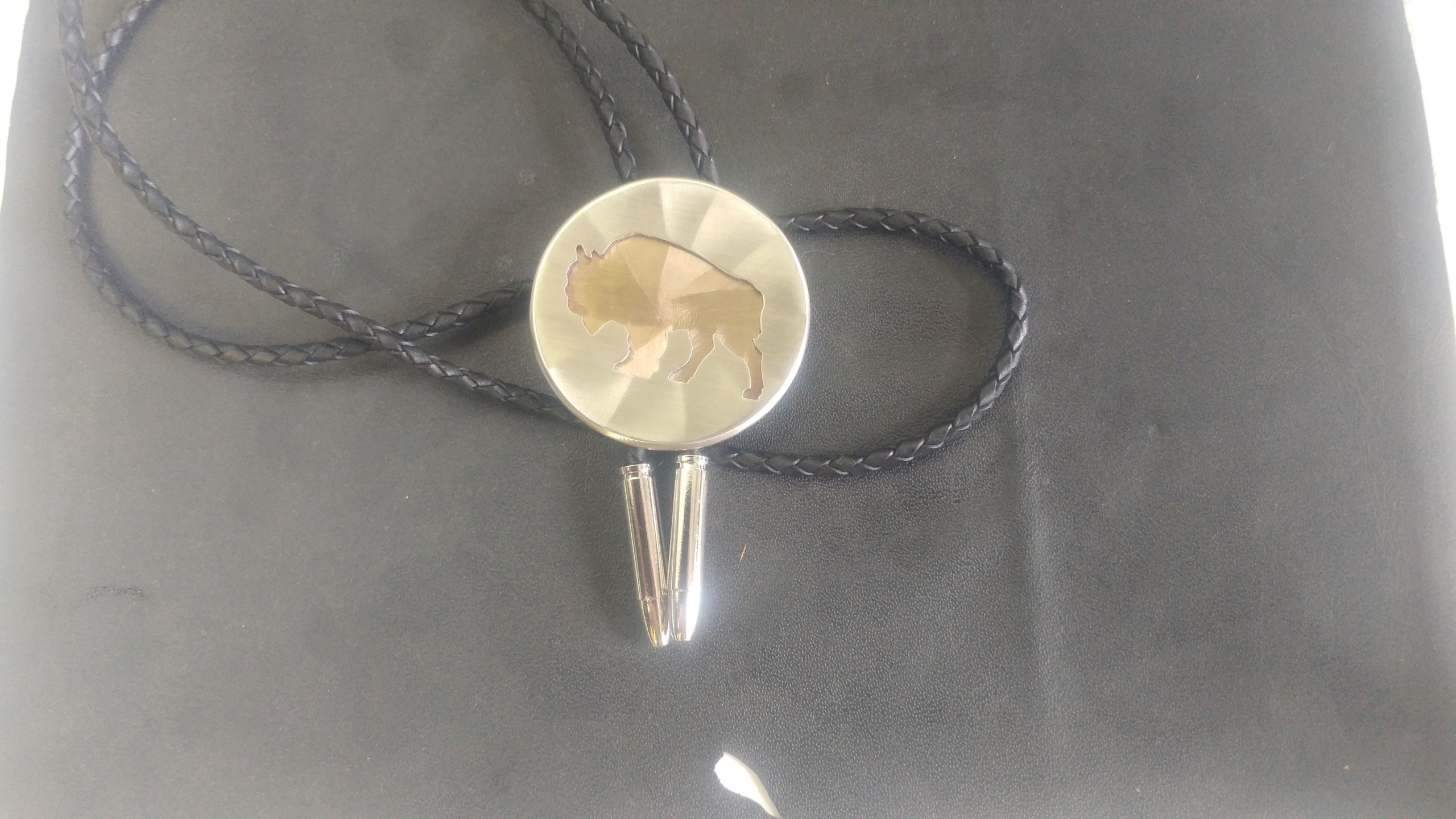 Bison Overlay 2" Round Bolo Tie/BT-270B