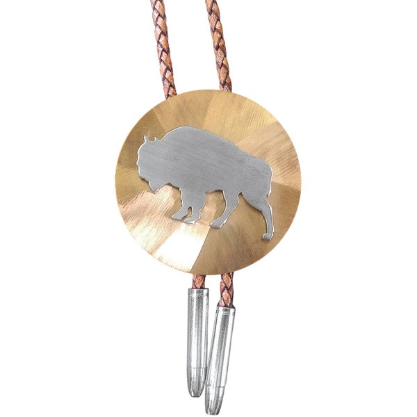Bison Overlay 2" Round Bolo Tie/BT-270B