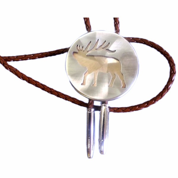 Elk Cutout 2" Round Bolo Tie/BT-300