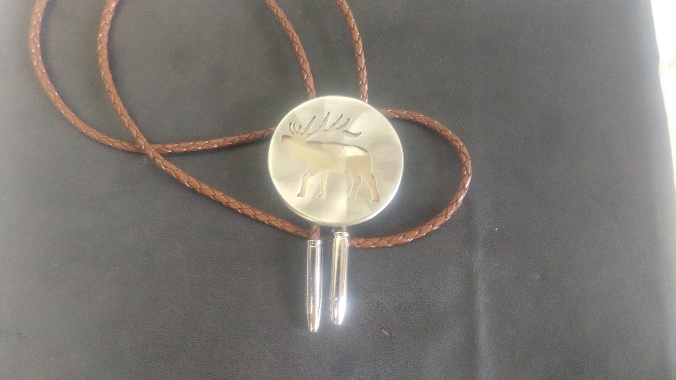 Elk Cutout 2" Round Bolo Tie/BT-300