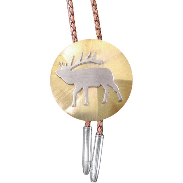 Elk Overlay 2" Round Bolo Tie/BT-300B