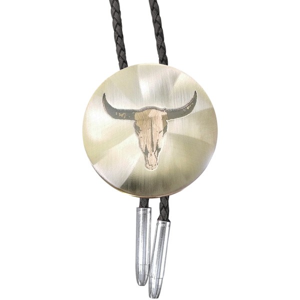 Bison Skull Cutout, Engraved 2" Bolo Tie/BT-520